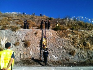 Cliff rescue was part of the terrorist hijacking of a school bus in one of the scenarios Photo Angelique Presidente