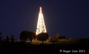 From our 2011 files, our Christmas Tree lighting on Sign Hill is seen far and wide!