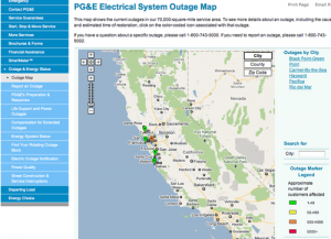 This is an example of what the PGE Electrical Outage Map would look like. 