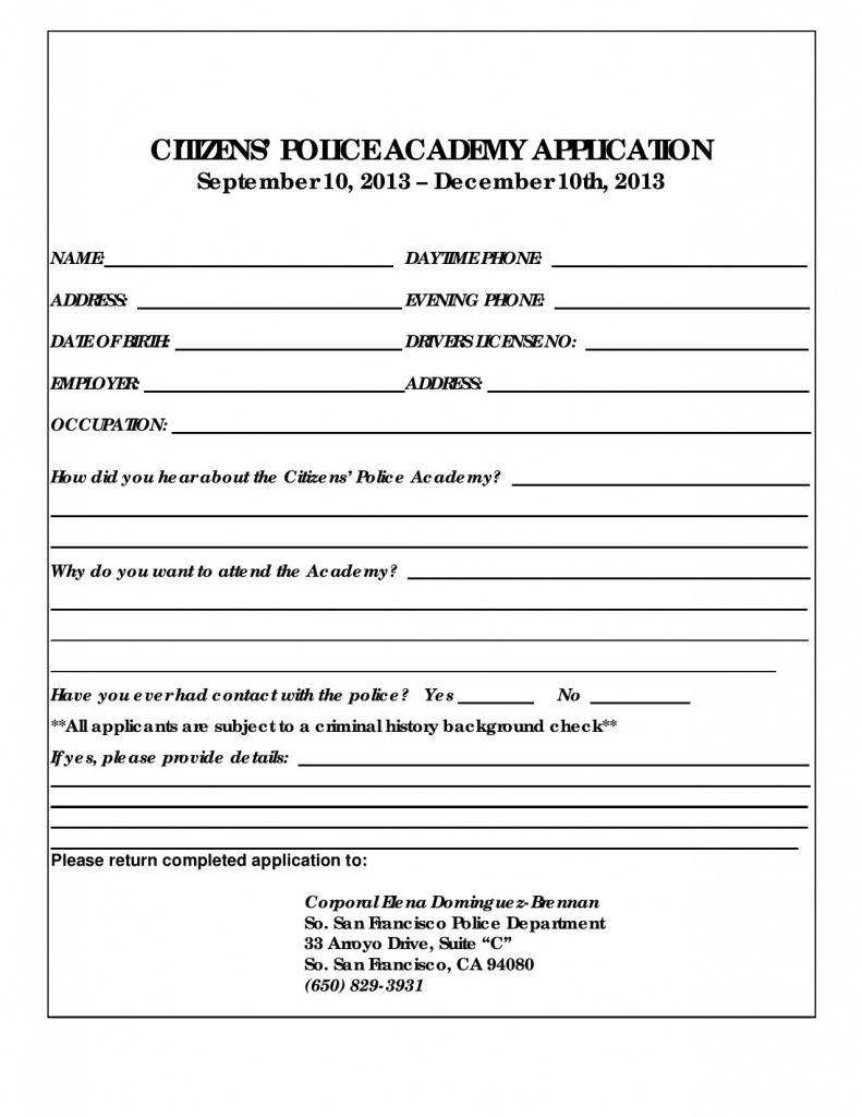 Citizens' Police Academy New Class starting in Sept Sign up now