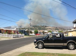 One of the first views of smoke over Sign Hill Photo; ESC