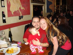 Our little princess warrior Juliana on her first Valentines Day with her mom and dad