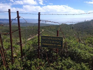 No Trespassing sings greet visitors to Whiting Ridge although this is public land