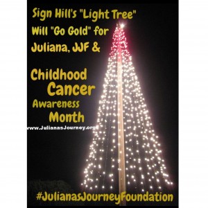 Sign Hill Tree in honor of Childhood Cancer Month