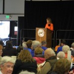 Congresswoman Speier addresses the crowd PHOTO Kaiser