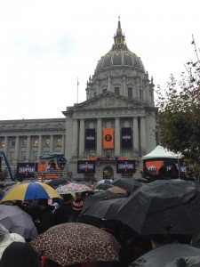 San Francisco City Hall packed with SF Giant Fans hours before the celebration Photo: John Baker