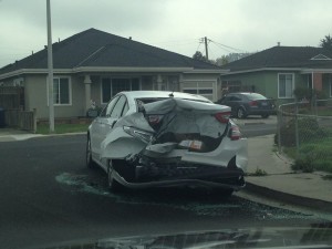 Here is one poor victims car from last night. Terrible! -Andrew Maso