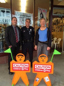 Detective Pinell, Officer Gablin and MP Grossman with the new little orange men