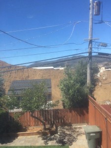 Towering mounds of dirt can be seen from the Alta Mesa construction as shared by Bryan Lynch