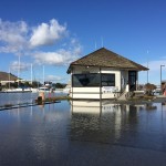 Flooding at Oyster Point Marina during a king tide event on Nov. 25.   Photo: S Brennan