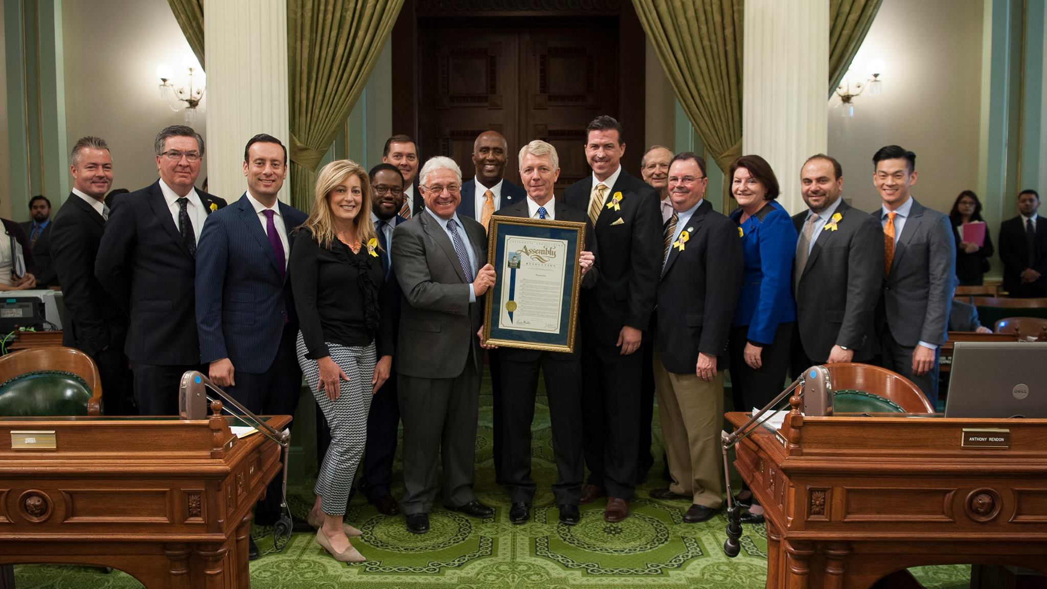 Genentech CEO Ian Clark with Assemblyman Kevin Mullin, et al