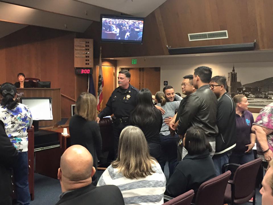 Hugs and appreciation, that is what neighbors gave to our Police. Photo: City of SSF