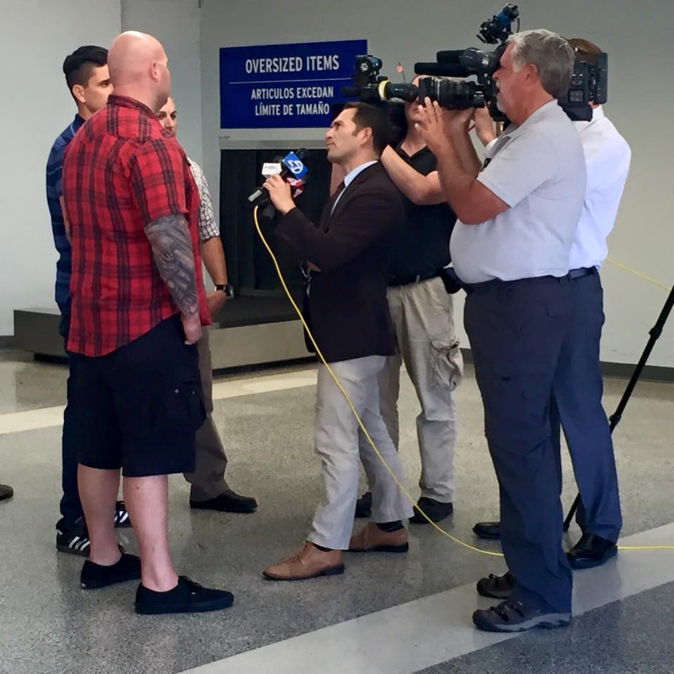 SSF Police Sgt. Ken Chetcuti, Corporal Jason Pfarr and Officer Mark Kosta being interviewed by Channel 7 Photo: City of SSF