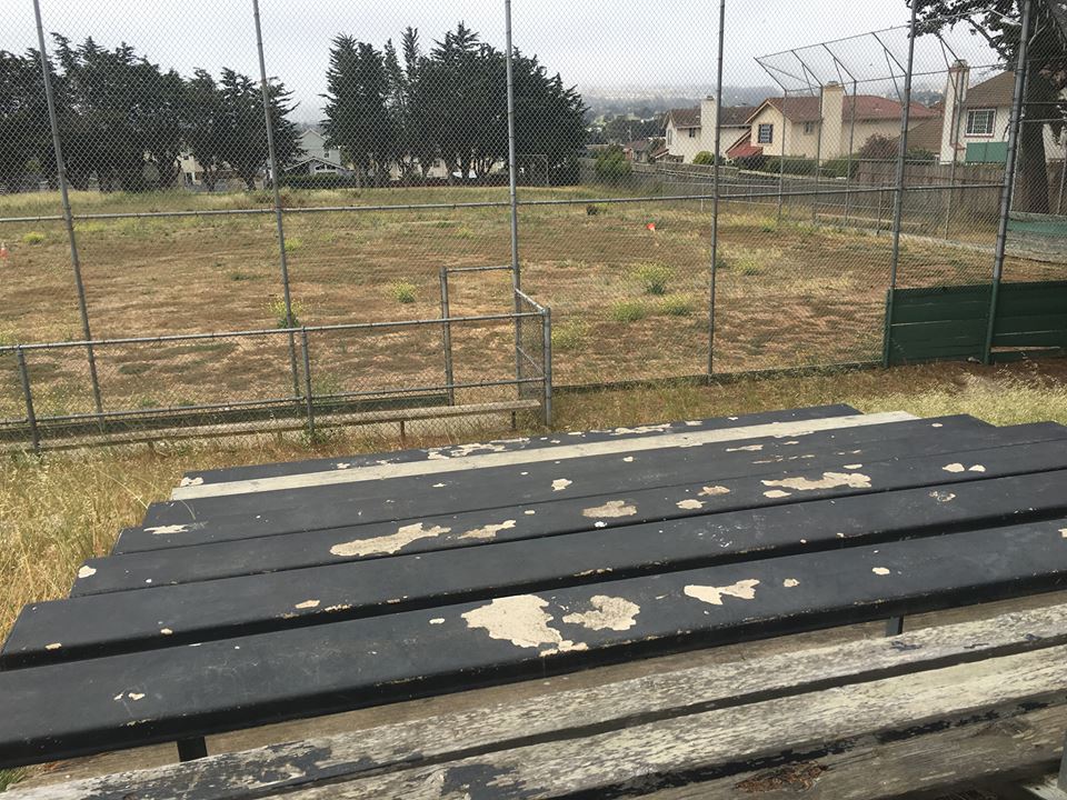Bleachers in need of paint & repair sit empty at Parkway Heights Middle School