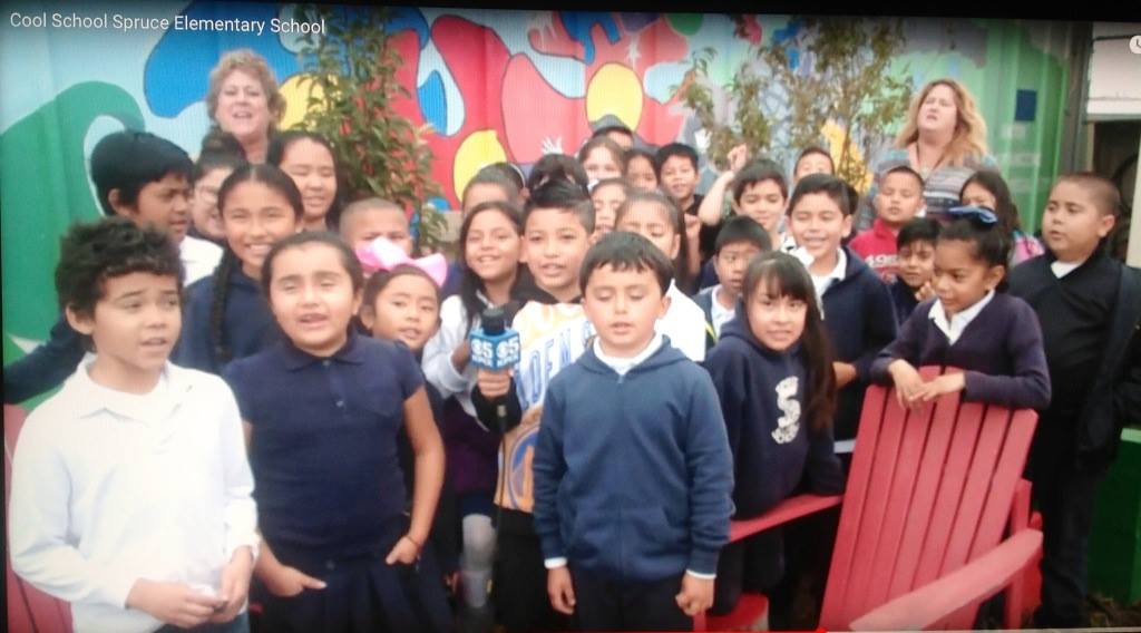 Spruce Elementary 3rd graders enjoy the opportunity to learn in their garden. Photo: KPIX