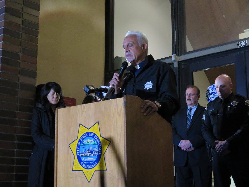 'Tonight we are the City of Inspiration'SSFPD Chaplain Danny DiAngelo told the crowd Photo: SSFPD