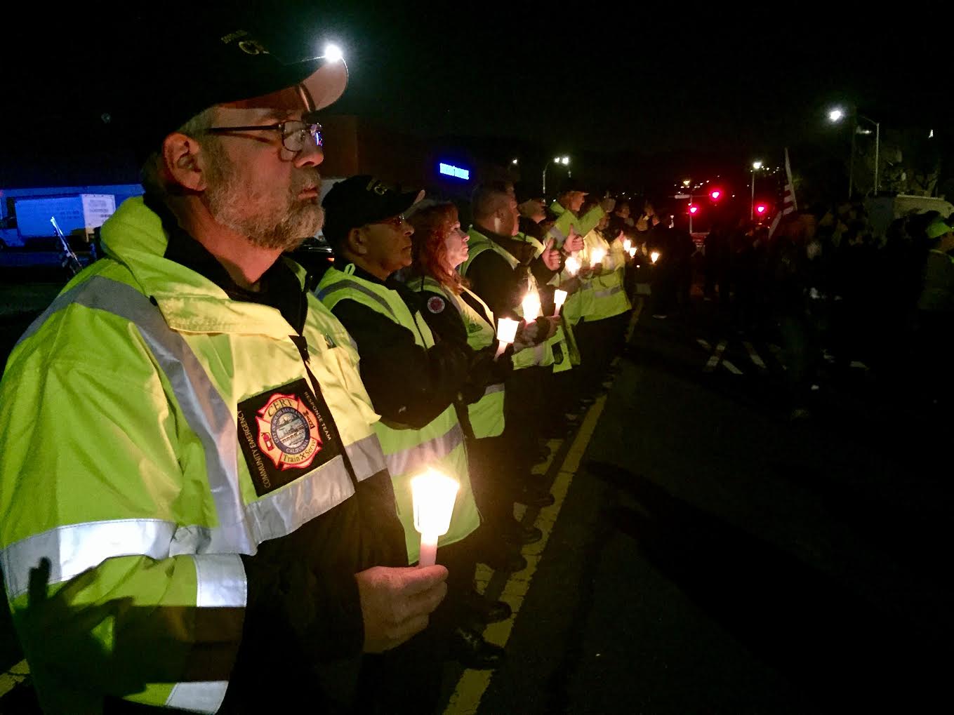 SSF CERT held a line of solidarity at the back of the crowd. Photo: Leslie Arroyo SSF