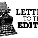 A typewriter and a text beside it, “Letters to the Editor”