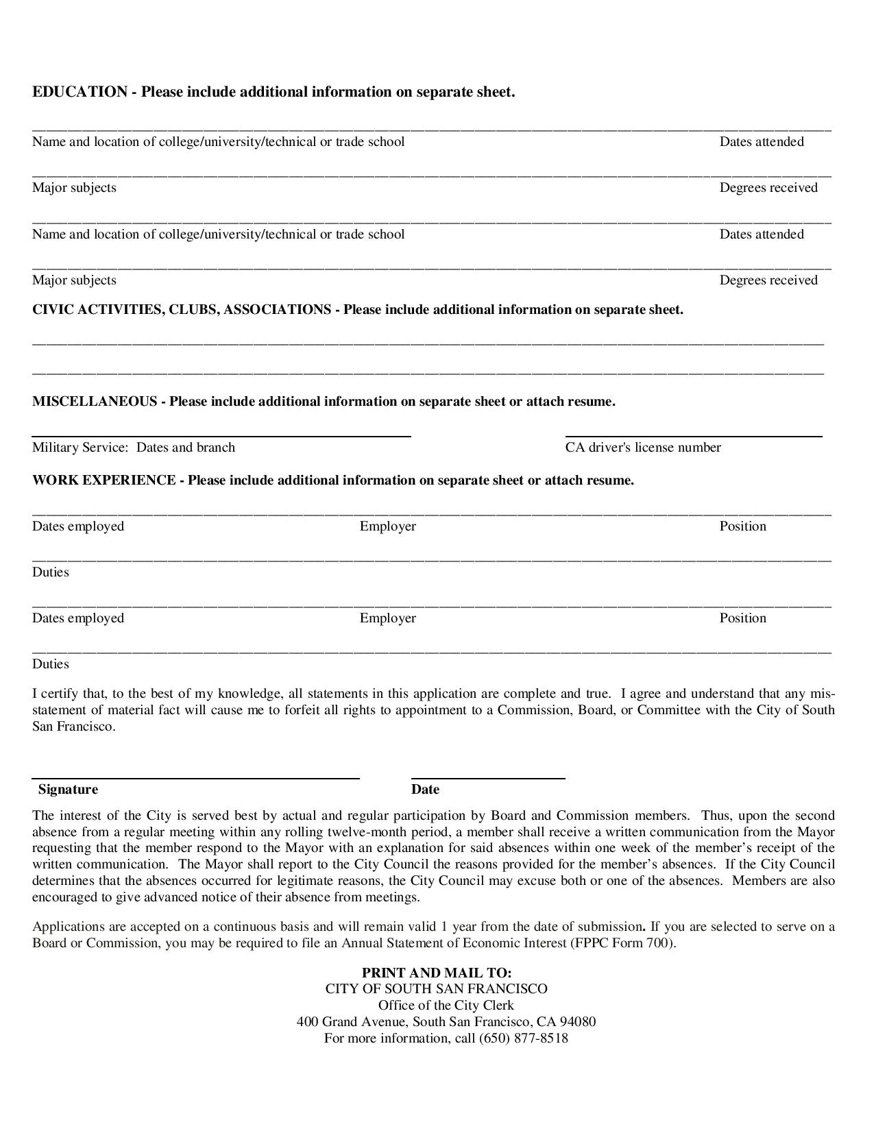City of South San Francisco Board and Commission Recruitment Notices ...