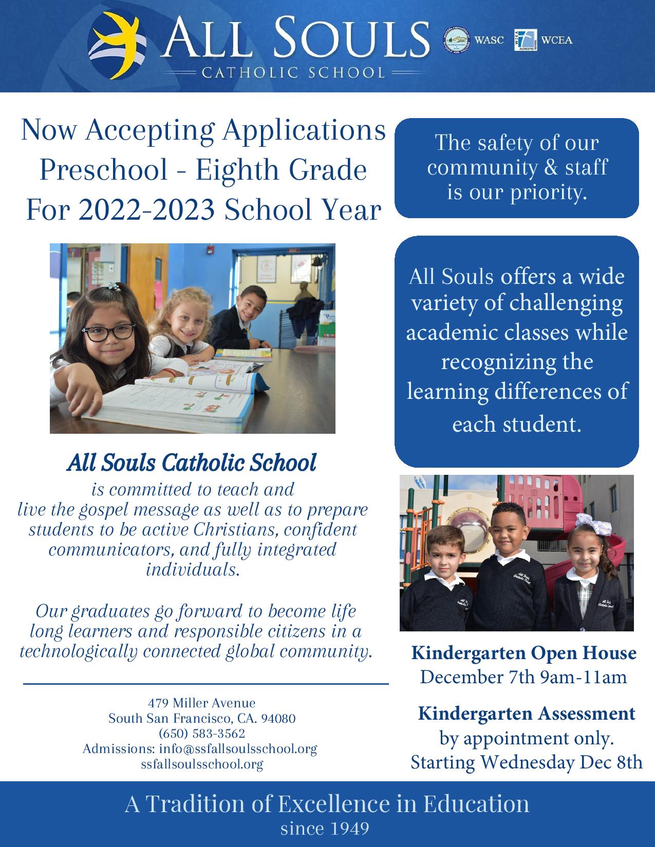 All Souls Catholic School is Now Accepting Applications for 2022-2023 ...