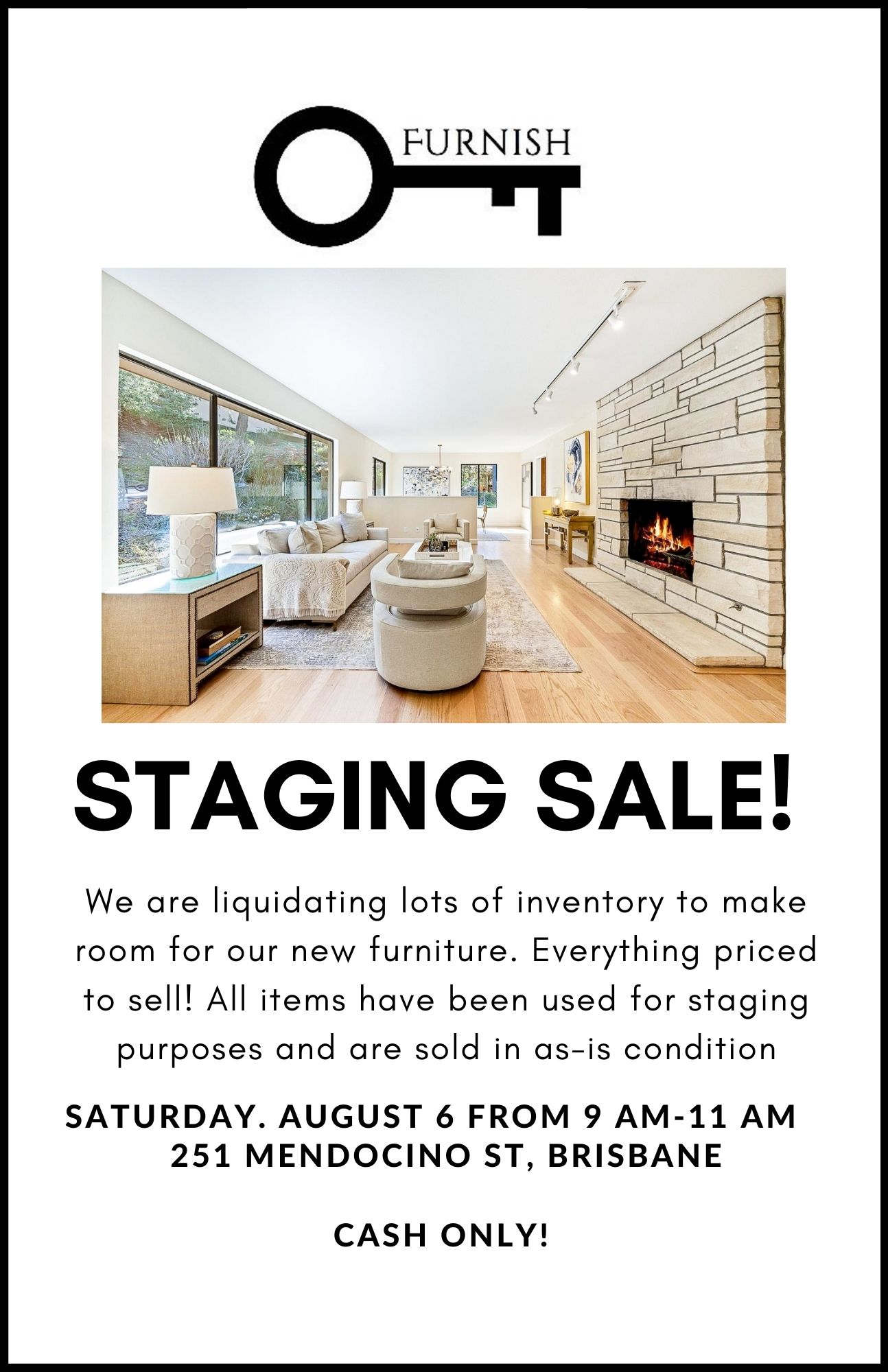 A flyer about Staging sale