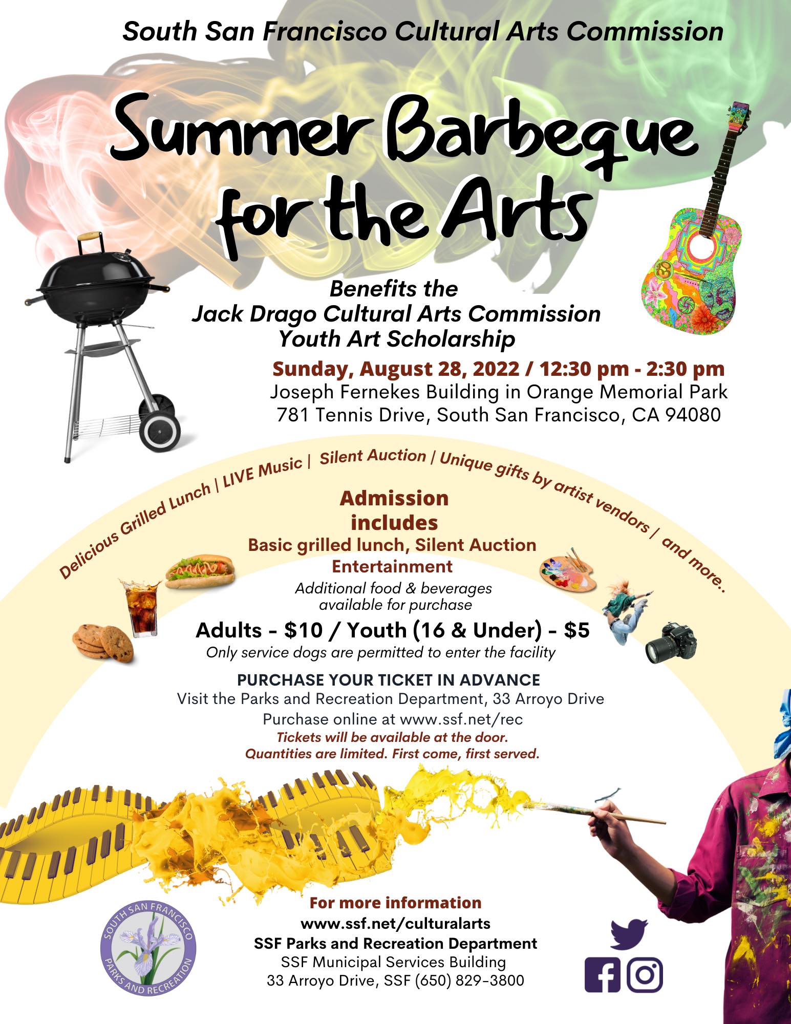 A flyer of Summer Barbeque for the Arts