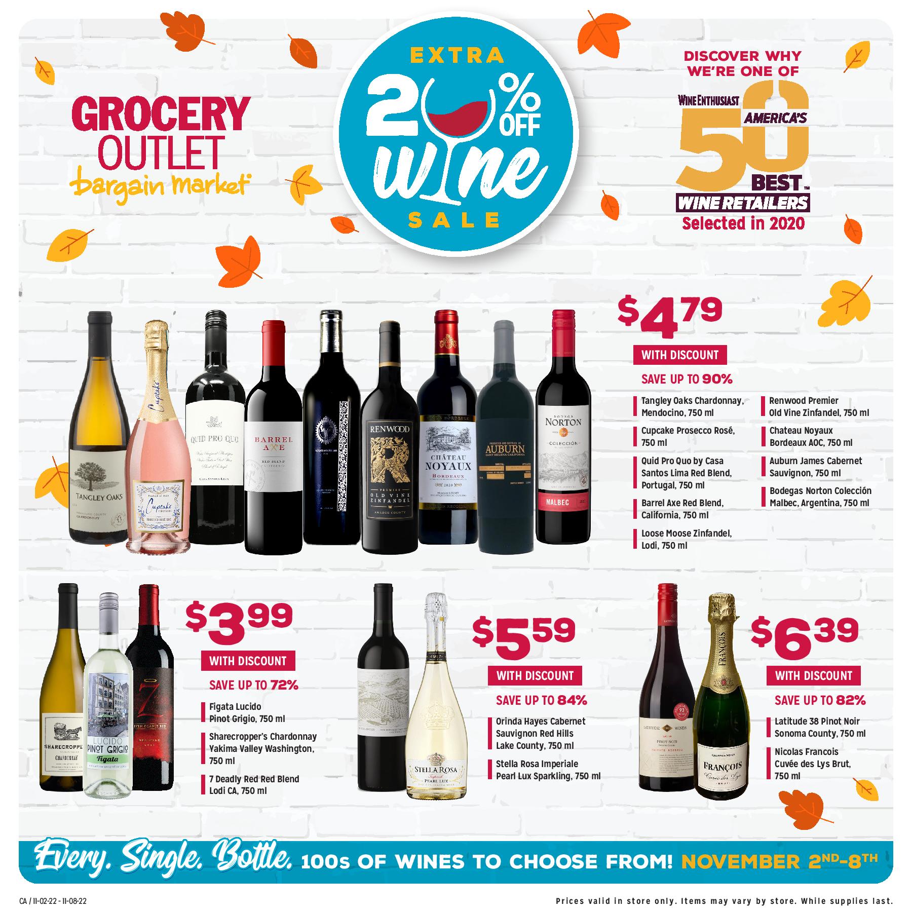 Extra 20% off wine sale at Grocery Outlet Bargain Market