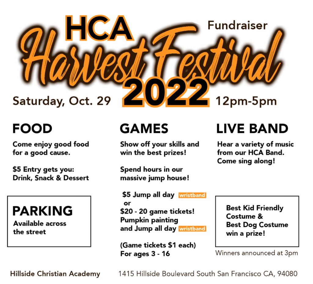 HCA Fundraiser Harvest Festival 2022 poster