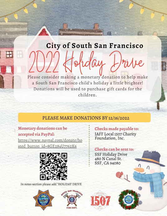 City of South San Francisco 2022 Holiday Drive poster