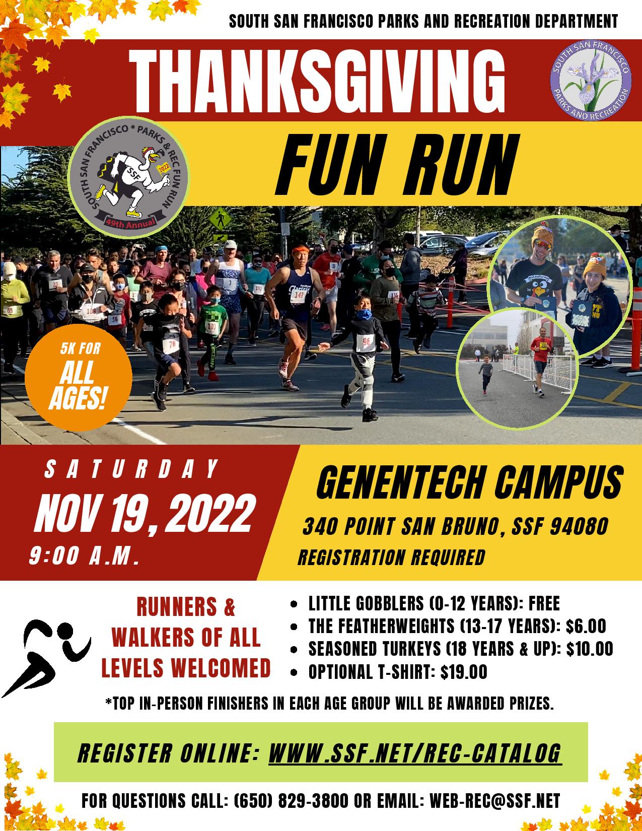 Poster for Thanksgiving Fun Run 2022