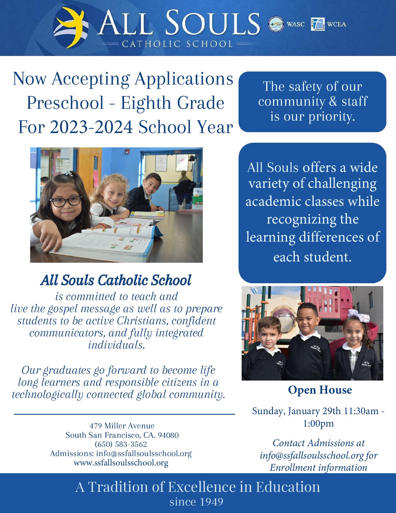 Flyer for All Souls Catholic School, SY 2023-2024 (2)