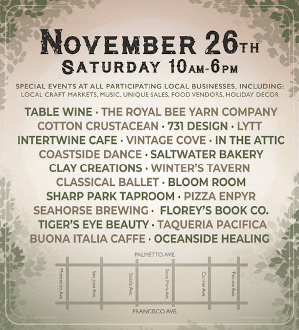 Poster for Small Business Saturday event, list of businesses